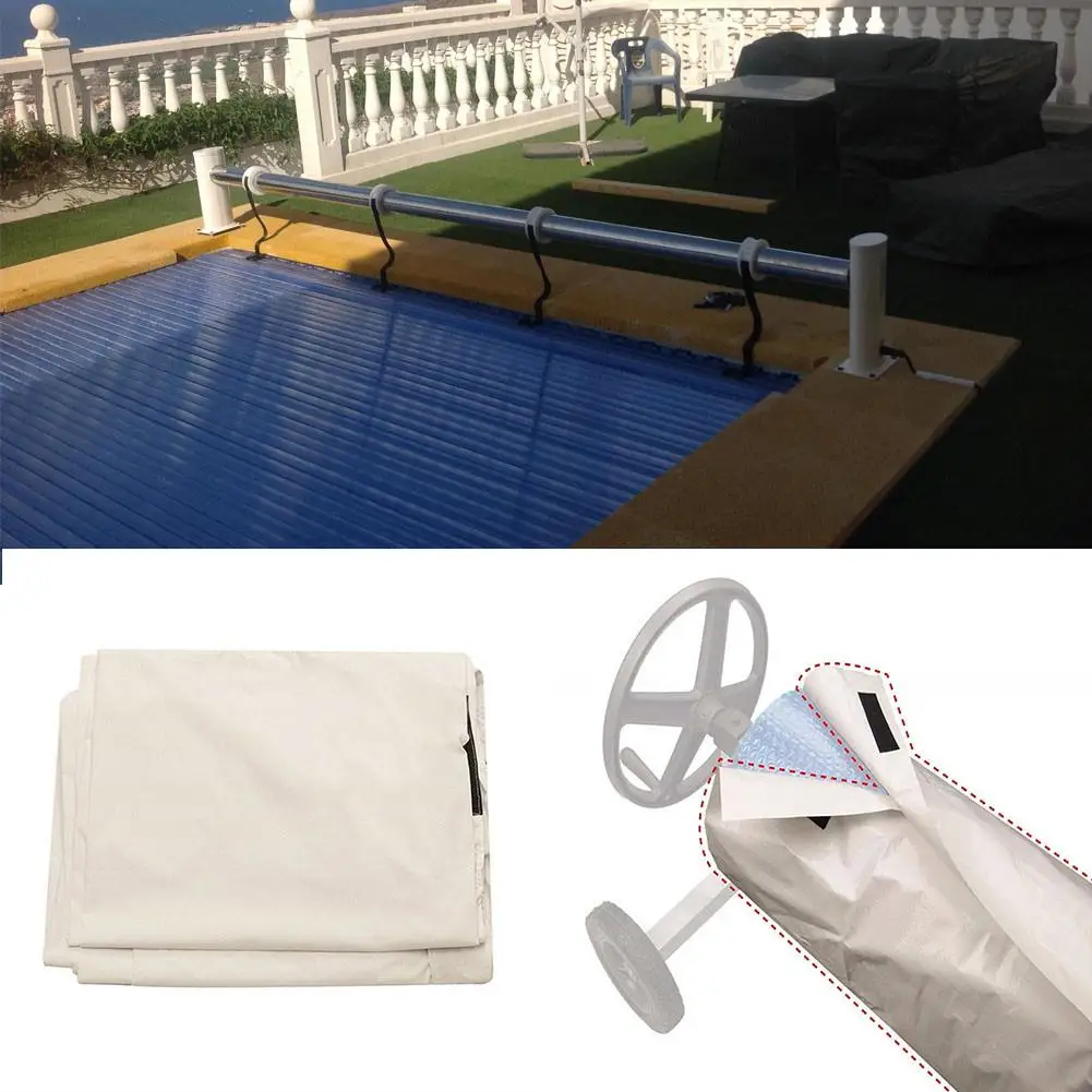 

Newest Swimming Pool Cover Solar Blanket Reel Protective Cover Waterproof Sun-screen Cover #CW