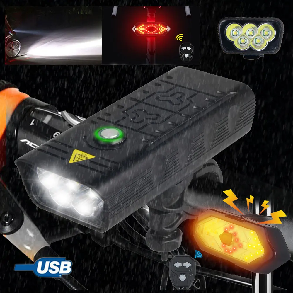 

Светодиодный перезаряжаемый велосипедный фонарь USB 2XM-L T6 светодиодный Передний фонарь на руль 4 режима велосипедный фонарь со встроенным ак...