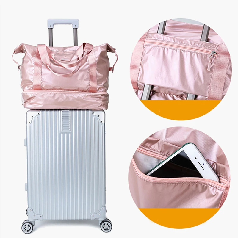 Fashion Pink Gym Bag Women Fitness Sport Yoga Bag Training Bag Sportbag Gym Sack Large Travel Handbags With Shoes Compartment