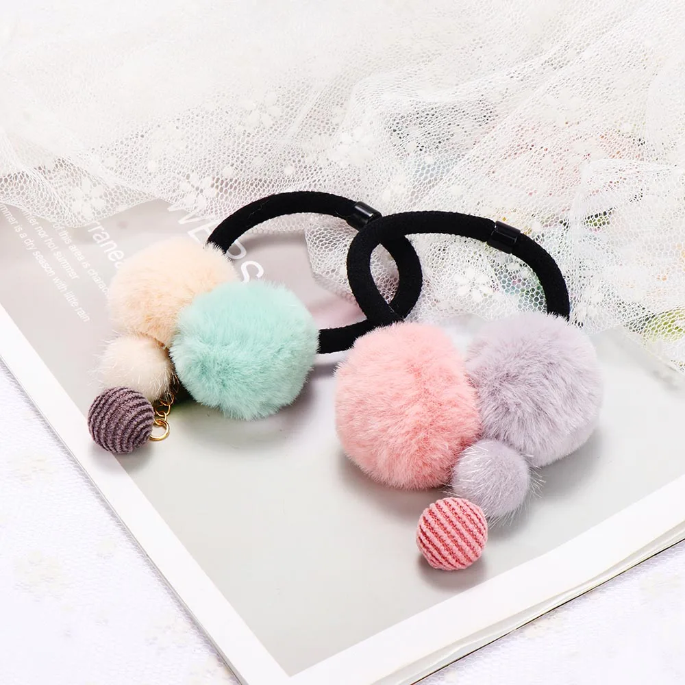 1 шт. Искусственный Мягкий мех мяч эластичная веревка для волос приморские