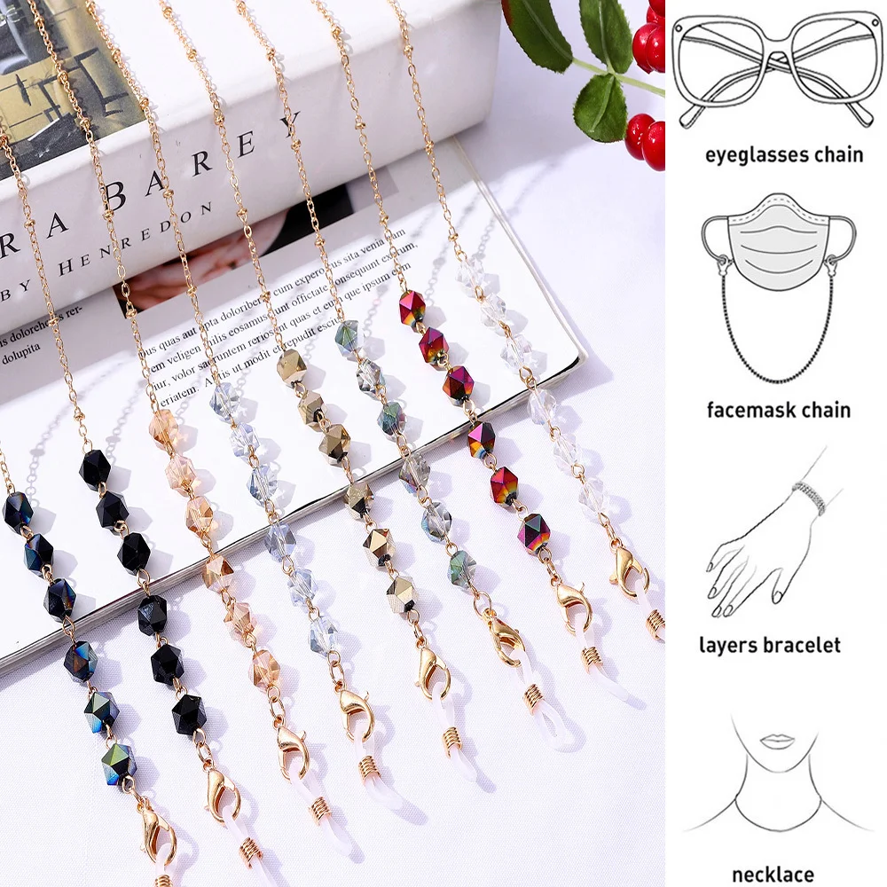 

Fashion Crystal Beaded Glasses Chains Lanyard Face Mask Chain Holder Eyeglass Rope Sunglasses Chain 2021 New Jewlery for Women