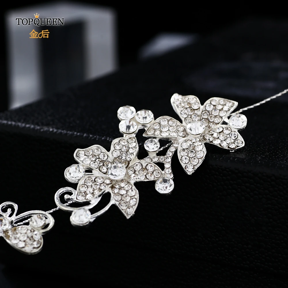 TOPQUEEN SH260 Большой Хрустальный цветок пояс невесты Тонкий цветочный свадебный пояс горный хрусталь цветок свадебный пояс серебряный сплав пояс невесты