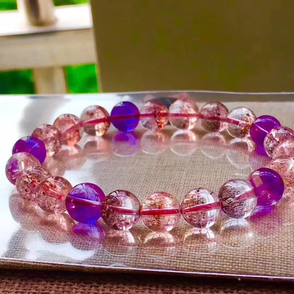 Natural Red Super Seven 7 Lepidocrocite Quartz Rutilated Crystal Round Beads Bracelet 8.5mm Women Men AAAAAA Certificate | Украшения и