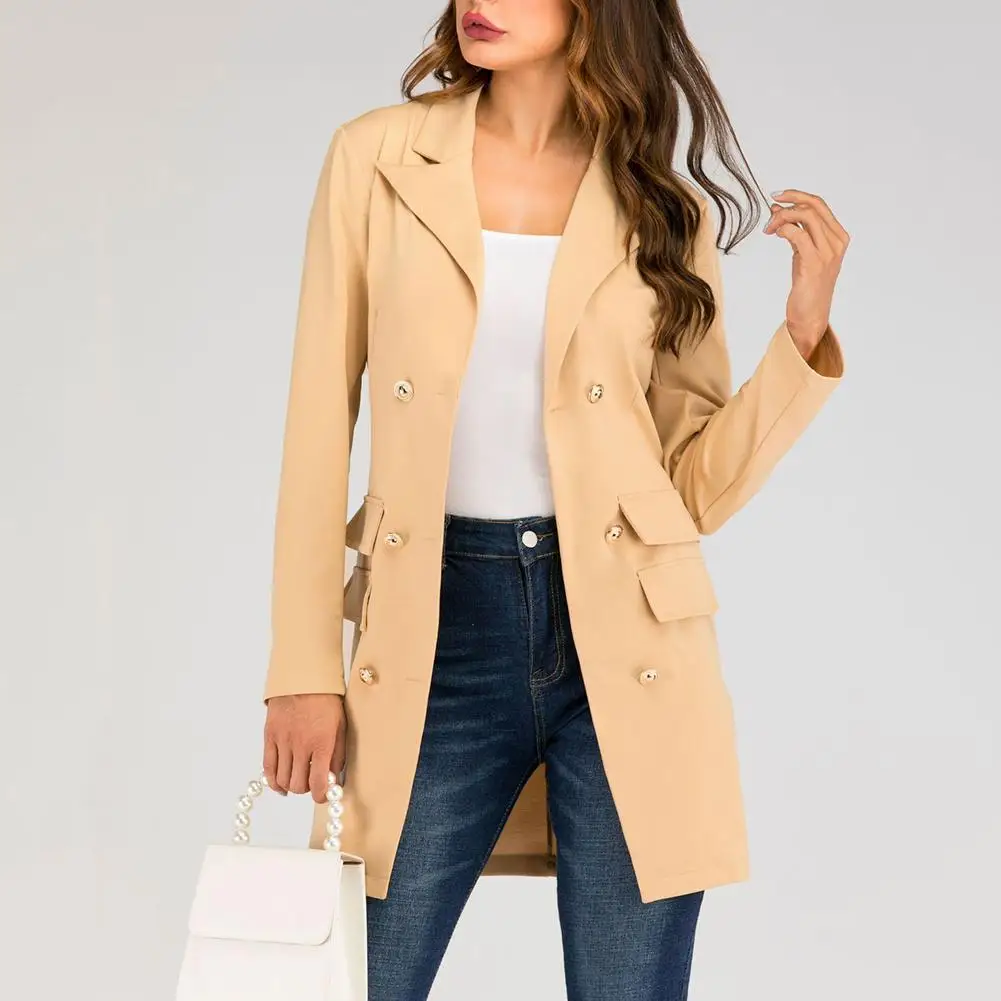

Fashion Women Blazers Coat Solid Color Women Long Sleeve two Row Button Office Coat Outerwear For Women's Clothings