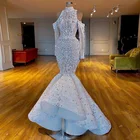 Роскошное потрясающее свадебное платье с юбкой-годе с длинным рукавом и вышивкой из бисера, 2019