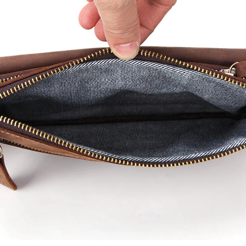 

Quality Leather Casual Waist Belt Bag for Men Fashion Cowhide Chest Pack Phone Pouch Male