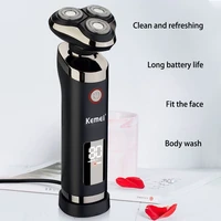 original kemei wet dry waterproof lcd display electric shaver beard electric razor for men facia shaving machine rechargeable