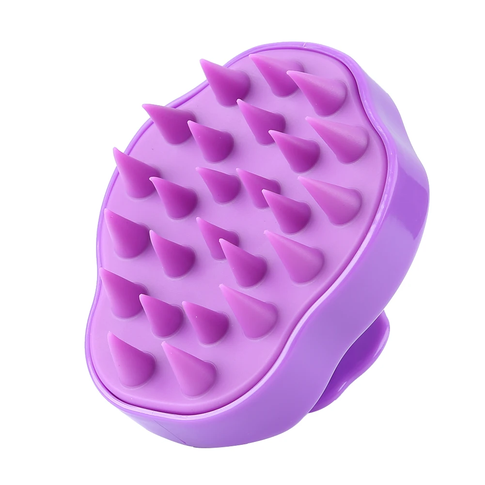 purple Силиконовый шампунь для зубов, массажная расческа для головы, щетка для ухода за волосами, очищающая круглая расческа для мытья головы, Спа Массажер для похудения, щетка - Цвет: purple