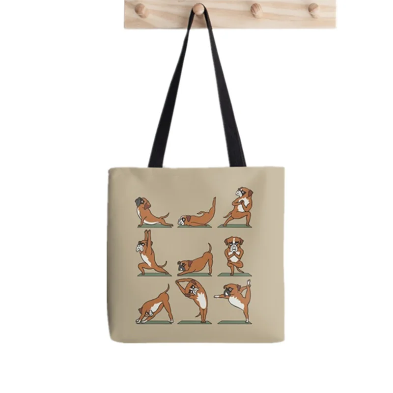 

Женская сумка-Боксер с принтом йоги, красивая сумка для шоппинга в стиле Харадзюку, холщовая сумка-шоппер, женская сумка-тоут