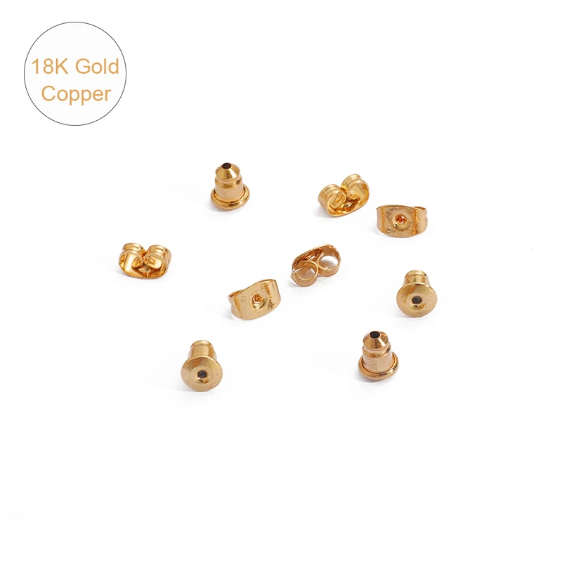 

18K Gold 10Pcs 4mm 5mm Butterfly Earrings Back Metal Stopper Studs Ear Plugging For Diy Earring Jewelry Findings Accessories