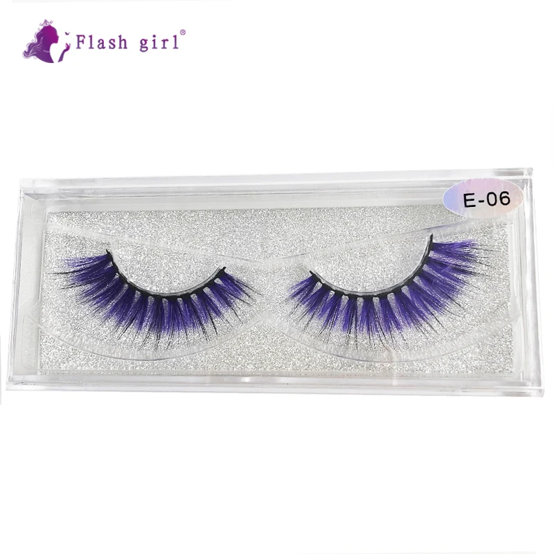 Flash Girl E Series Individual False Eyelashes 1 Pairs Fluffy 3D Real Mink Makeup Colorful Eylashes