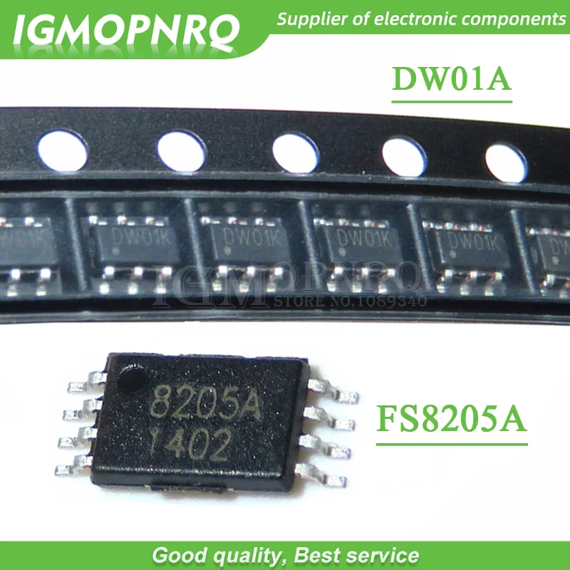 100 шт. DW01 FS8205A FS8205 Защитная ИС литиевой батареи (50 * + 50 ) SOT-23 новый оригинальный |