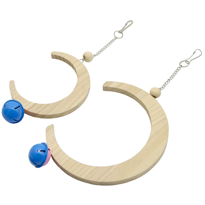 Подставка-качели для попугаев игрушка в форме Луны подвесной гамак колокольчик