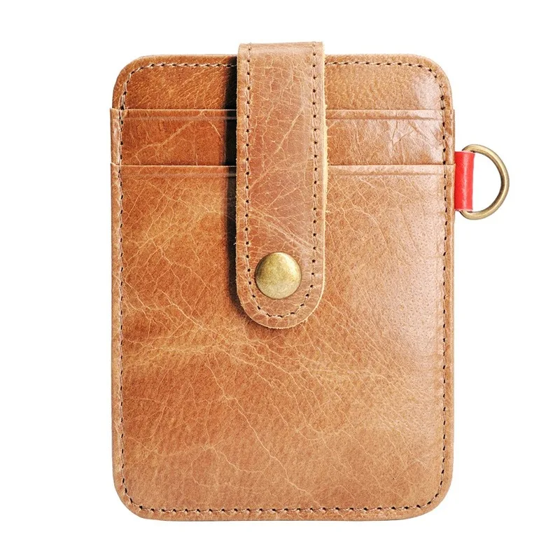 Коричневый тонкий чехол для карт кожаный кошелек мужчин и женщин двойной