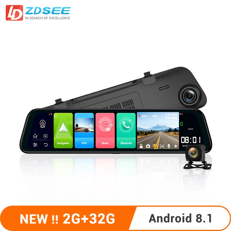 Зеркало заднего вида LDZDSEE Android 8 1 2 Гб + 16 ГБ ADAS FHD 1080P с камерой 12 дюймов IPS накопитель