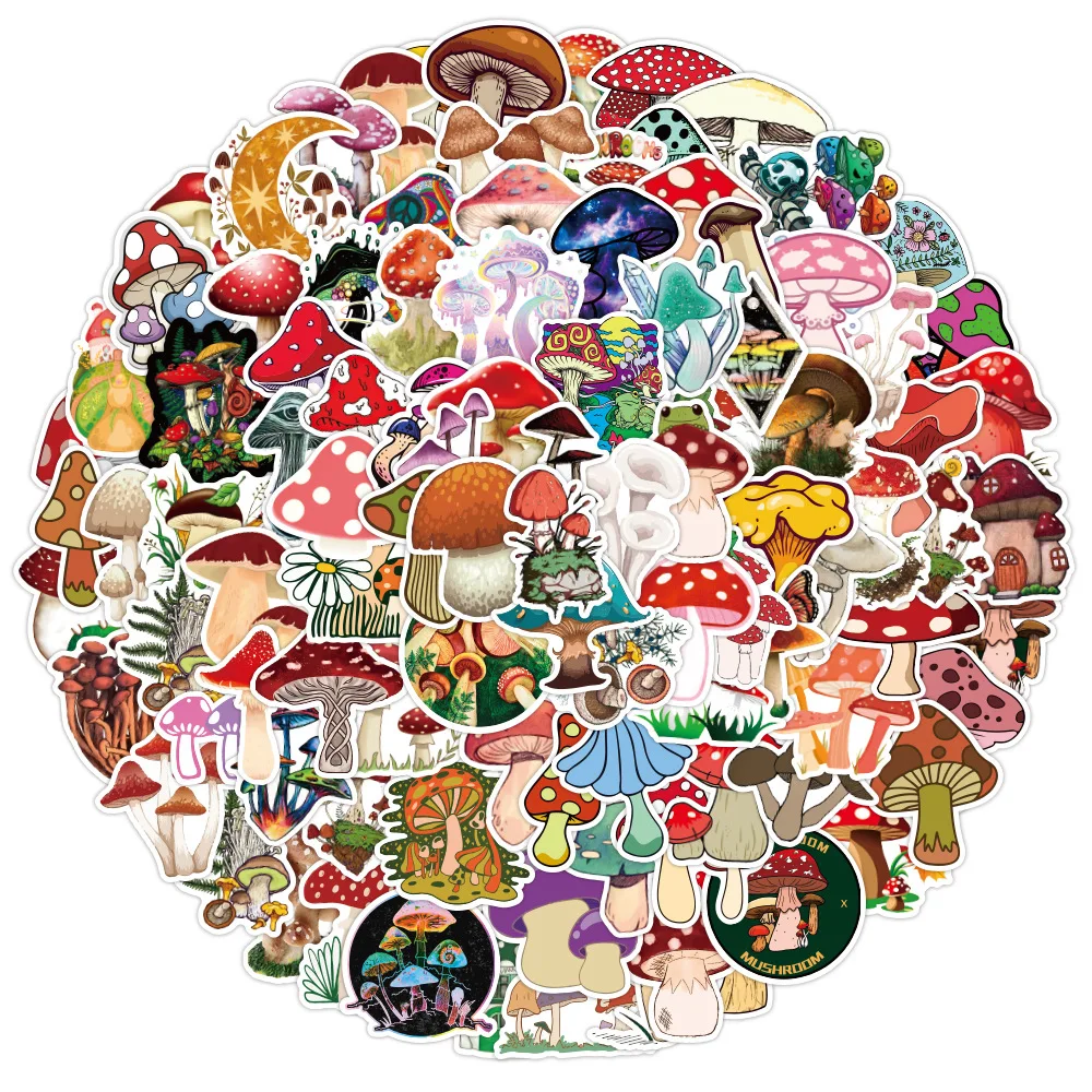 

10/30/50/100PCS Cartoon Mushroom Stickers for Fridge Water Bottle Phone Waterproof Aesthetic Cute Graffiti Decals Sticker Pack