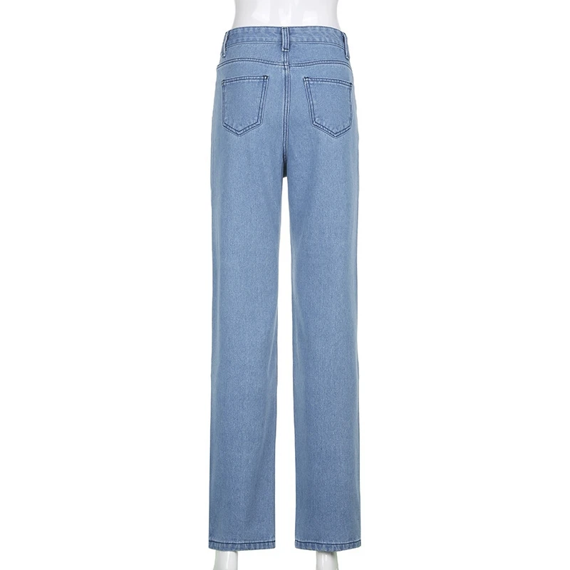 

Graphics Letter Printed Baggy Women Jeans Pants High Waist Wide Leg Cute Denim Streetwear