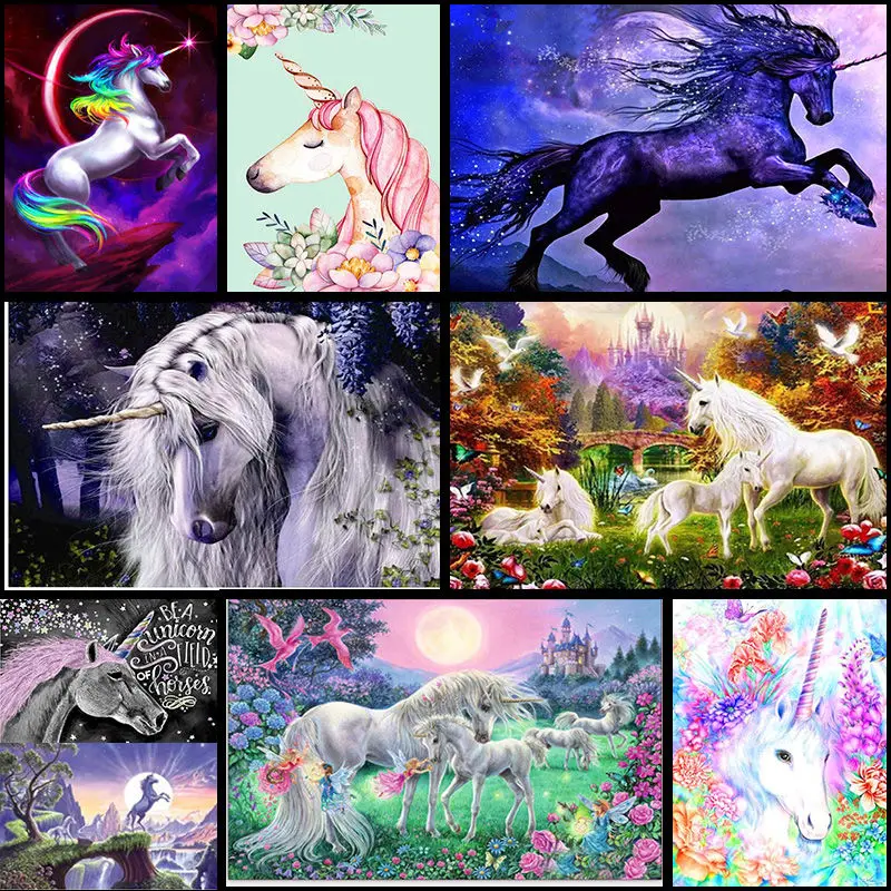 Алмазная 5D Вышивка сделай сам на весь дисплей алмазная живопись единорог радуга