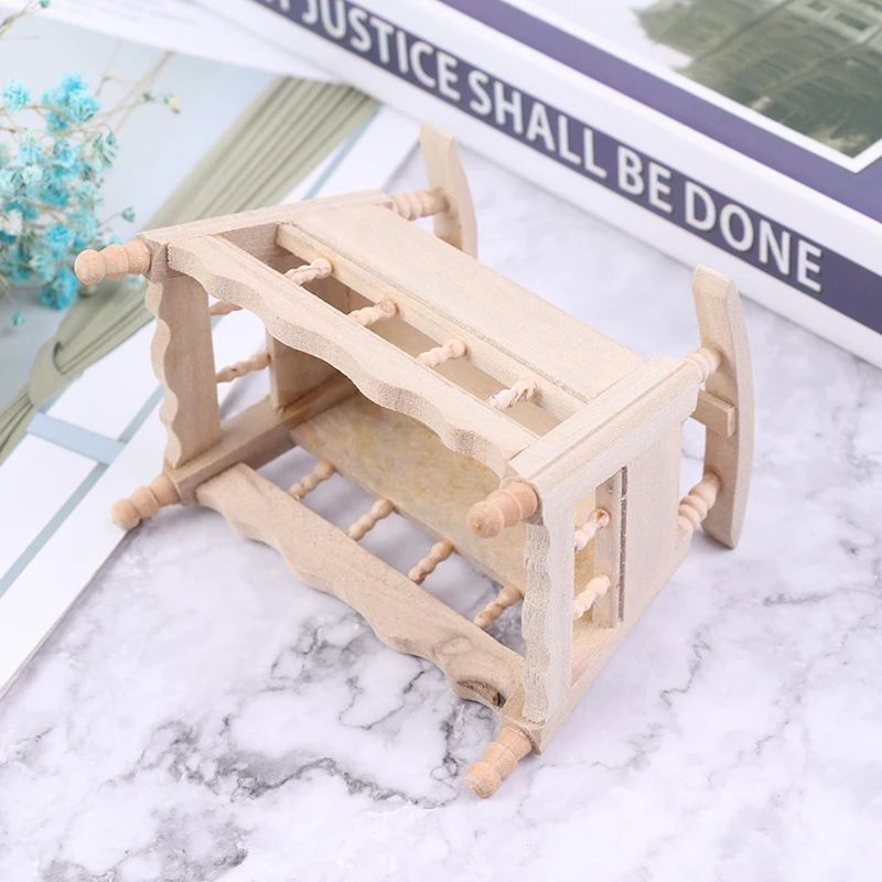 

1/12 Dollhouse Miniature Wooden Cardle Baby Bed Model Accessories Toys