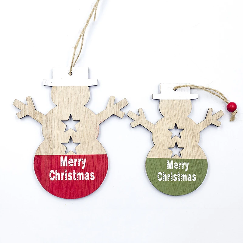Новогодняя 2021 Рождественская креативная деревянная подвеска в виде снеговика и