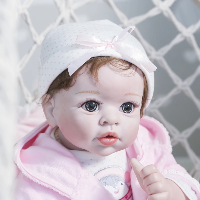 NPK новый дизайн 55 см Pinky Bebe кукла новорожденная девочка в розовом платье комплект