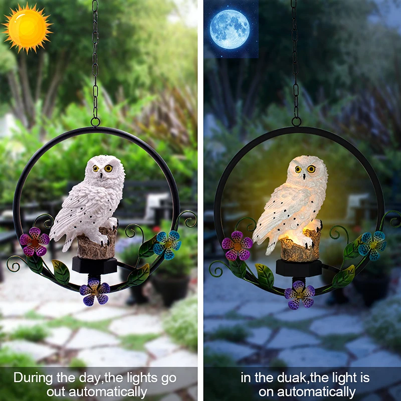 

LED Solar Power Owl Parrot Hook Suspension Hanging Lamp Pathway Waterproof Lights Decorative Outdoor Garden Decorative Light