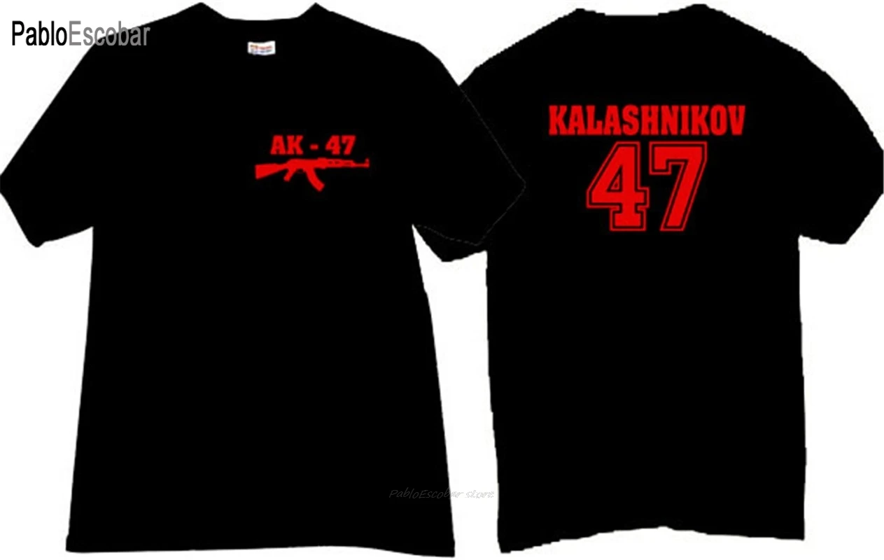 Футболка мужская хлопковая брендовые топы AK-47 KALASH-Kalashnikov классное оружие черная
