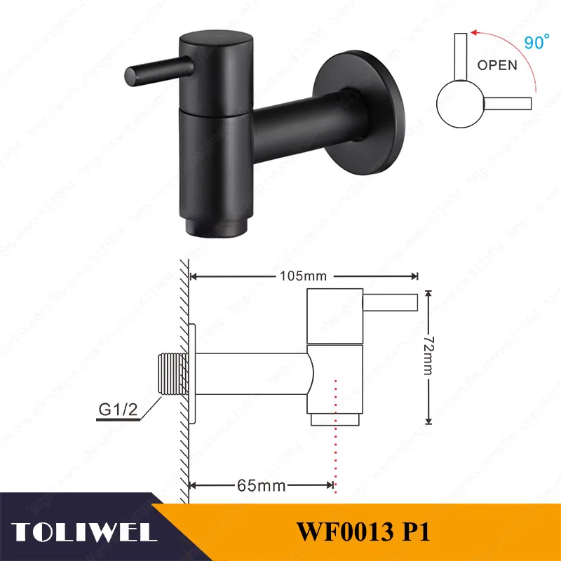 P1 Удлиненная полированная хромированная Прачечная ванная комната Wetroom кухня настенный кран для раковины кран - Цвет: P1