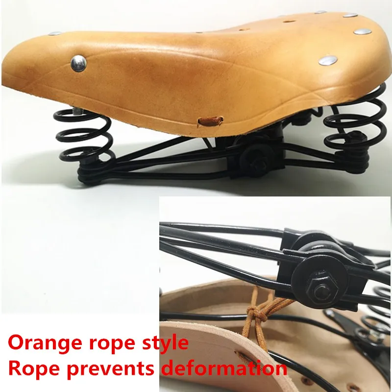 G11 New orange Винтажное 2628 велосипедное седло из натуральной кожи в старом стиле, велосипедное весеннее седло из натуральной кожи, автомобильное сиденье TDX-4 - Цвет: G11 New orange