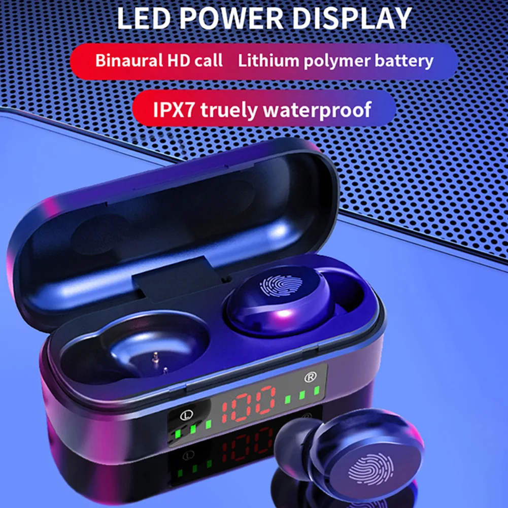 

TWS Sport Waterproof Wireless Earphones Bluetooth V5.0 9D Bass Stereo Earbuds Mini Earphone Ear Headset With Mic For Cellphone