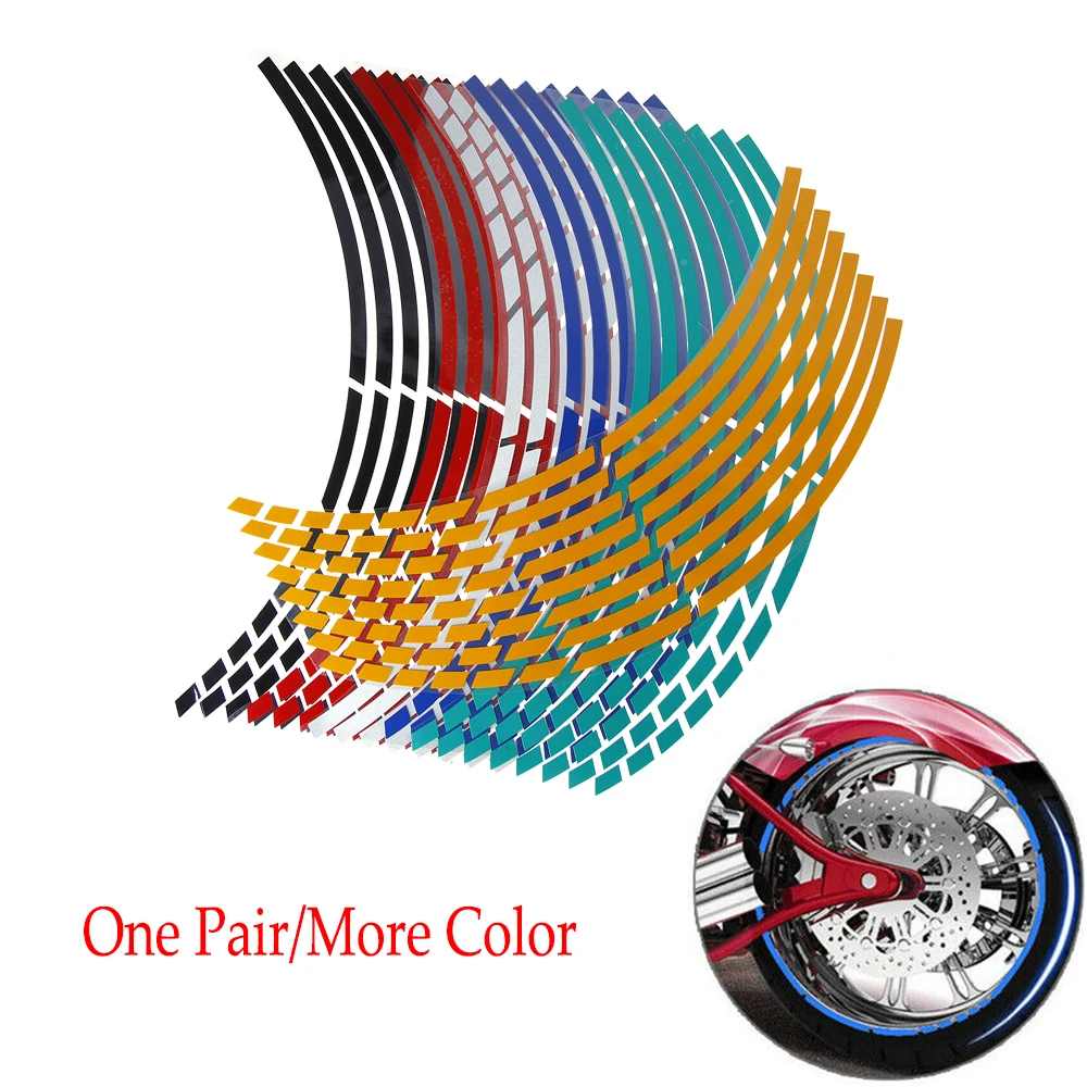 

16Pcs 17"18" Strips Motorcycle Car Wheel Tire Stickers Reflective Tape Motorbike Auto Decals