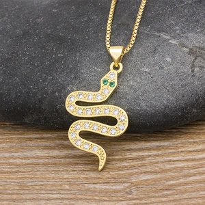 AIBEF New Delicate Animal Snake Dangle Pendant Necklace For Women Fashion Chain Cubic Zirconia Female Birthday Party Jewelry