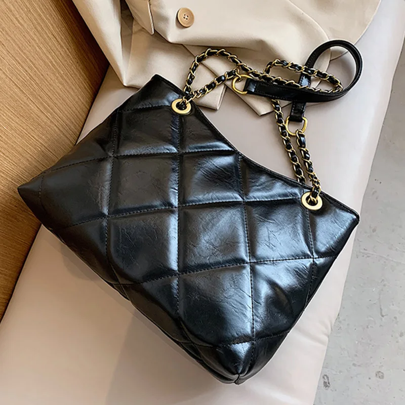 Модные черные Сумки из искусственной кожи стеганая сумка на плечо Женская