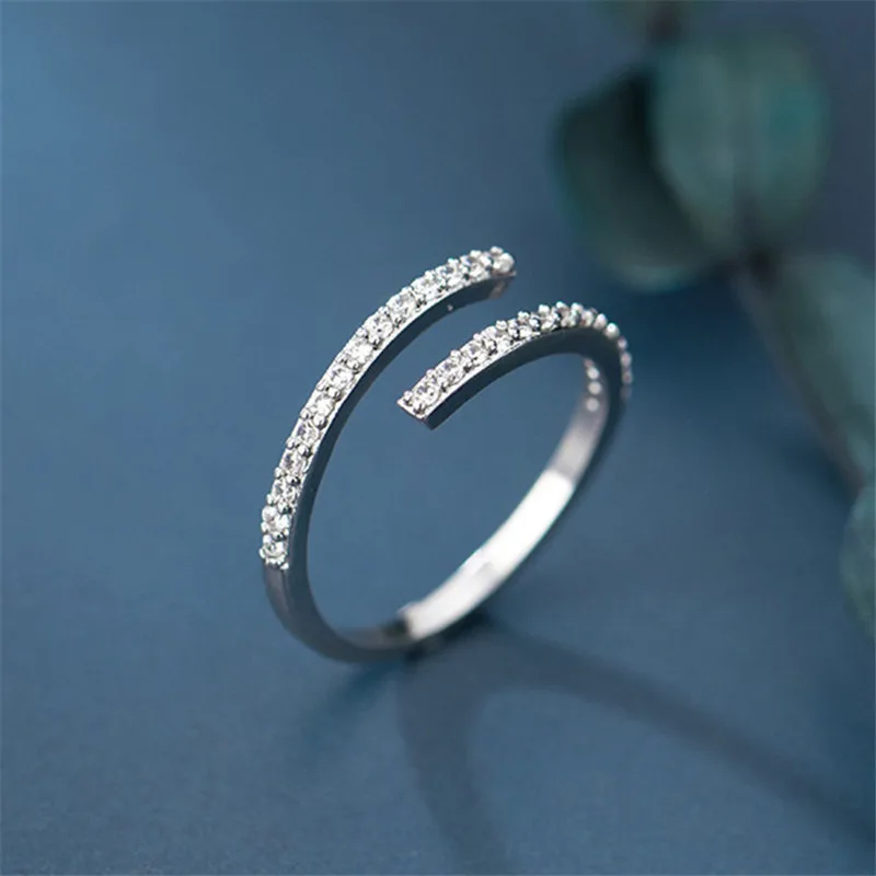 

Elegant Double Layer Cubic Zircon Open 925 Silver Finger Couple Ring For Women Fine Jewelry jz085