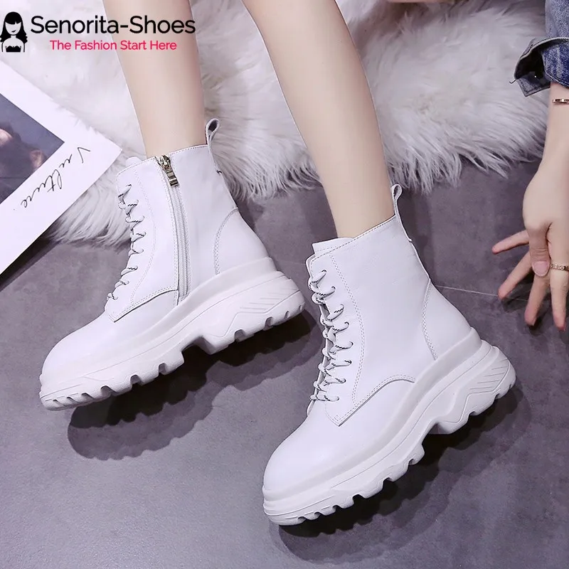 Ботинки martin Женские ботинки в байкерском стиле обувь из искусственной кожи на