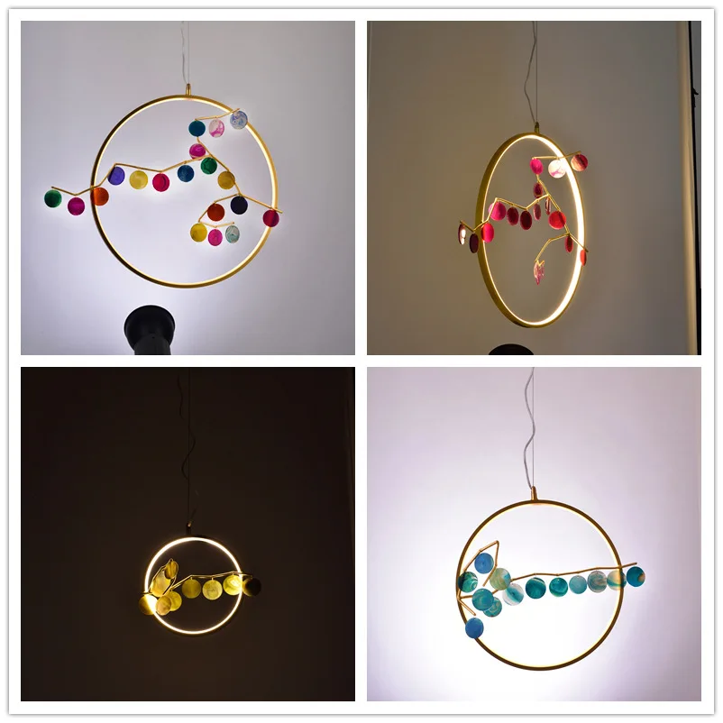 Подвесная люстра в скандинавском стиле роскошная оригинальная кольцевая из