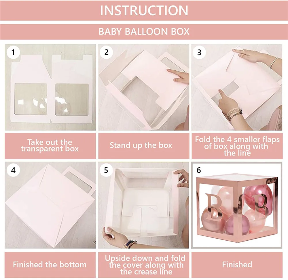 

Baby Shower Boxes 4pcs Letter Clear Transparent Rose Gold Blocks, First Birthday Gender Reveal Party Backdrop Decorations