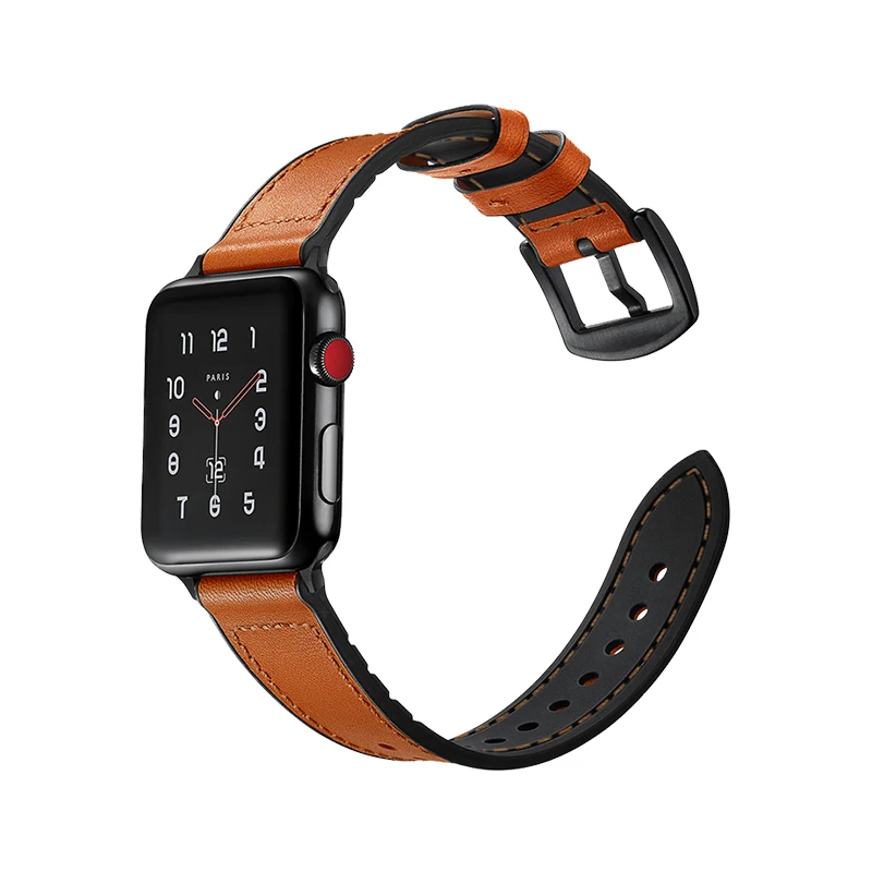 

Genuine Leather Wrap Band For iWatch65 4 40mm44mmSoft Silicone Reverse Side New Design Bracelet38 42For apple watch3 2Adjustment