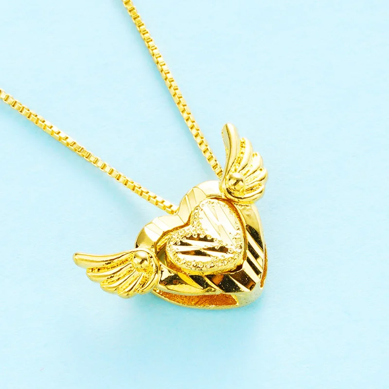 Модные ювелирные изделия крыло Ангела в форме сердца золотое ожерелье с