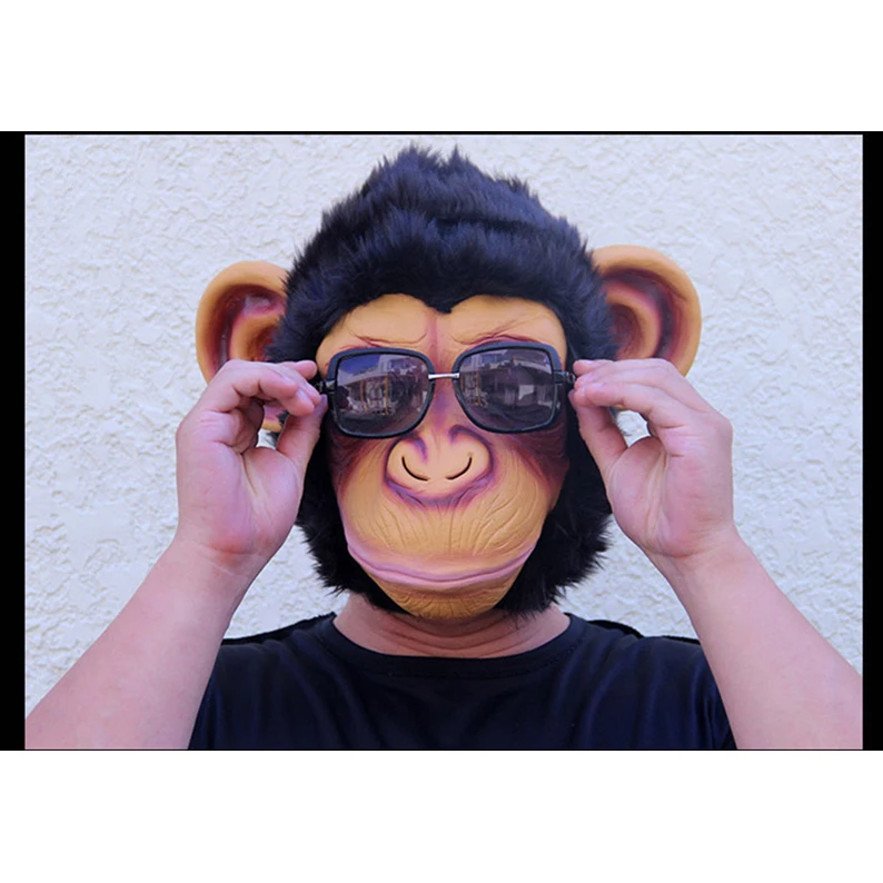 3D Orangutan шимпанзе маска на все лицо подарки на Хэллоуин экологически чистый натуральный латекс маска обезьяны вечерние косплей реквизит маскарад