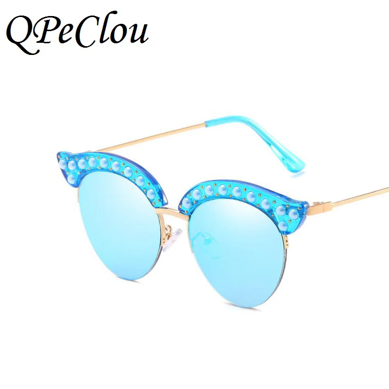 Очки солнцезащитные женские полуроскошные с жемчугом модные брендовые