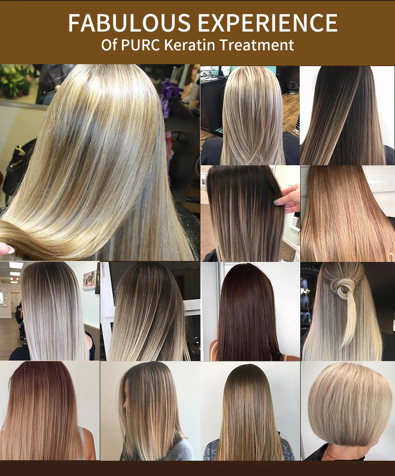 PURC Brazilian Keratin Treatment Cream Straightening Smoothing Hair Mask Sets Repair Damaged Frizz Dry Hair Care for Women 3pcs images - 6