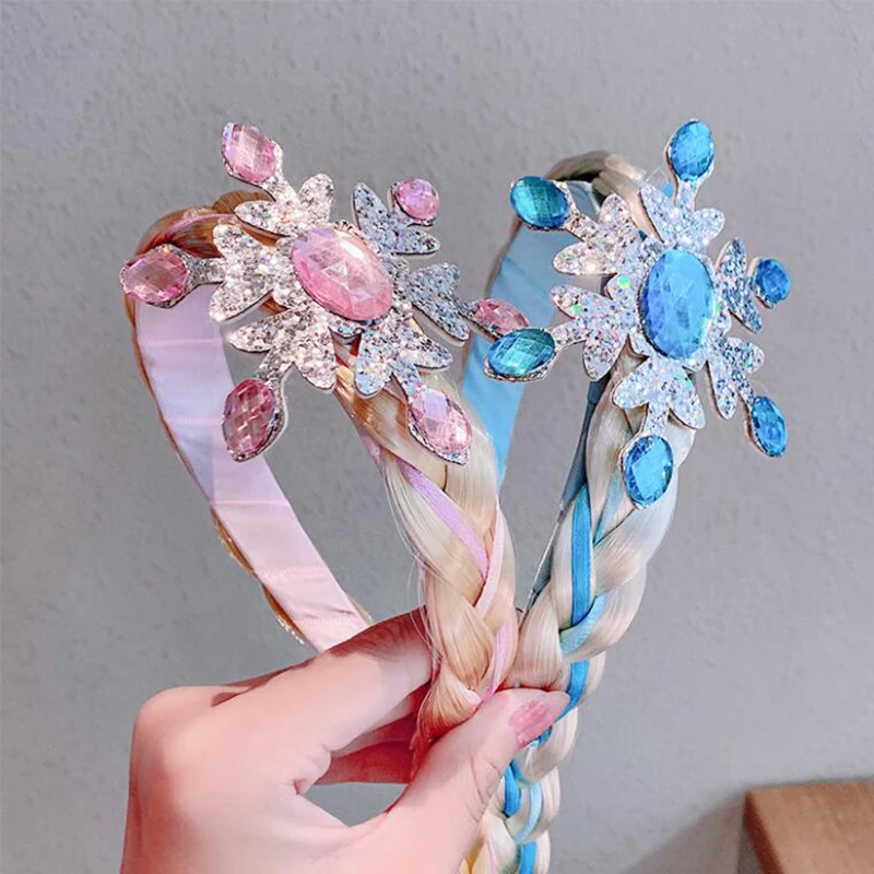 

Hot Snowflake Frozen Braid Hair Band Children Princess Hair Rope Christmas Gifts for Children Hair Clips