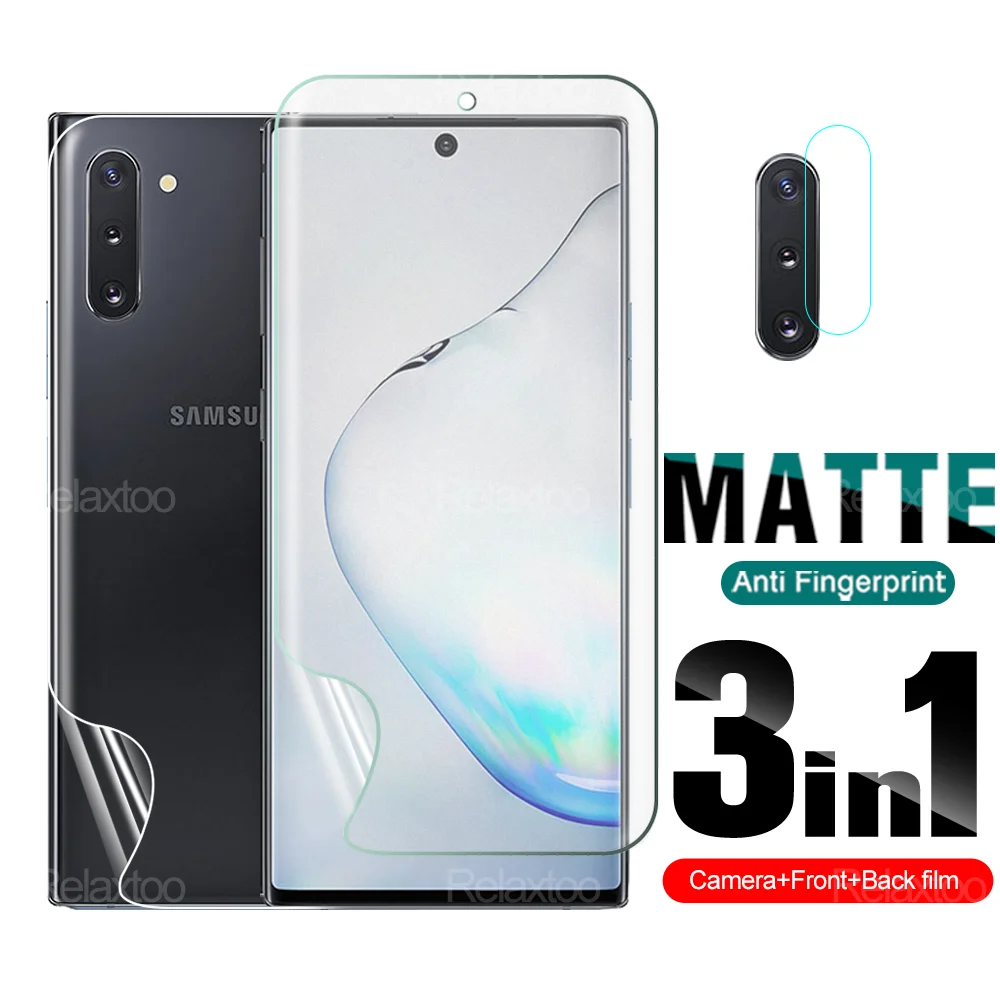 

3 в 1 матовая Гидрогелевая пленка, полное покрытие, Защита для Samsung Galaxy Note 10 Plus, защита экрана, защитная пленка против царапин