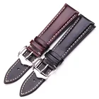 18 19 20 21 22 24 мм винтажные Ремешки для наручных часов из натуральной кожи черные темно-коричневые сменные часы ремешок полированная металлическая пряжка