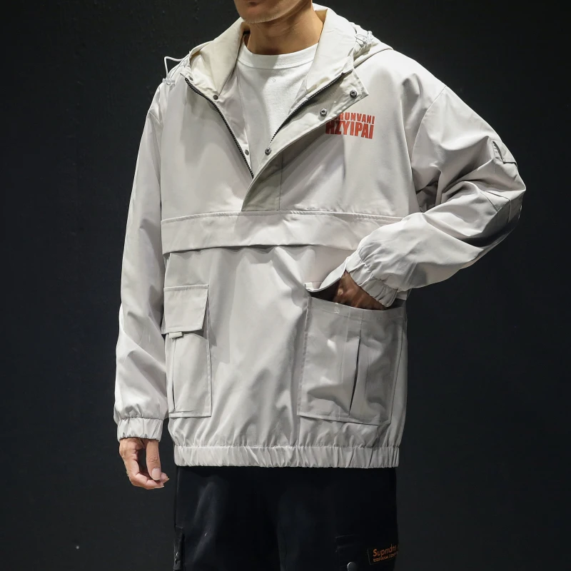 Мужская куртка Huncher осенняя ветровка с капюшоном в стиле хип-хоп Японская уличная