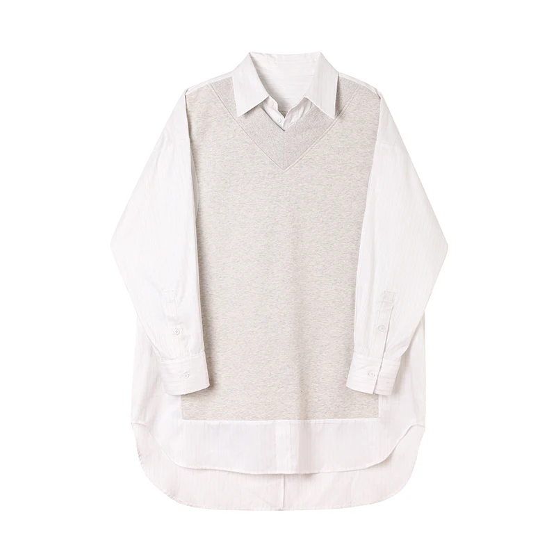 

New Men's Loose Patchwork Stripe Shirt Long Sleeve Pullover Sweatshirt Harajuku Korean Streetwear Long Sweatshirt for Man Women