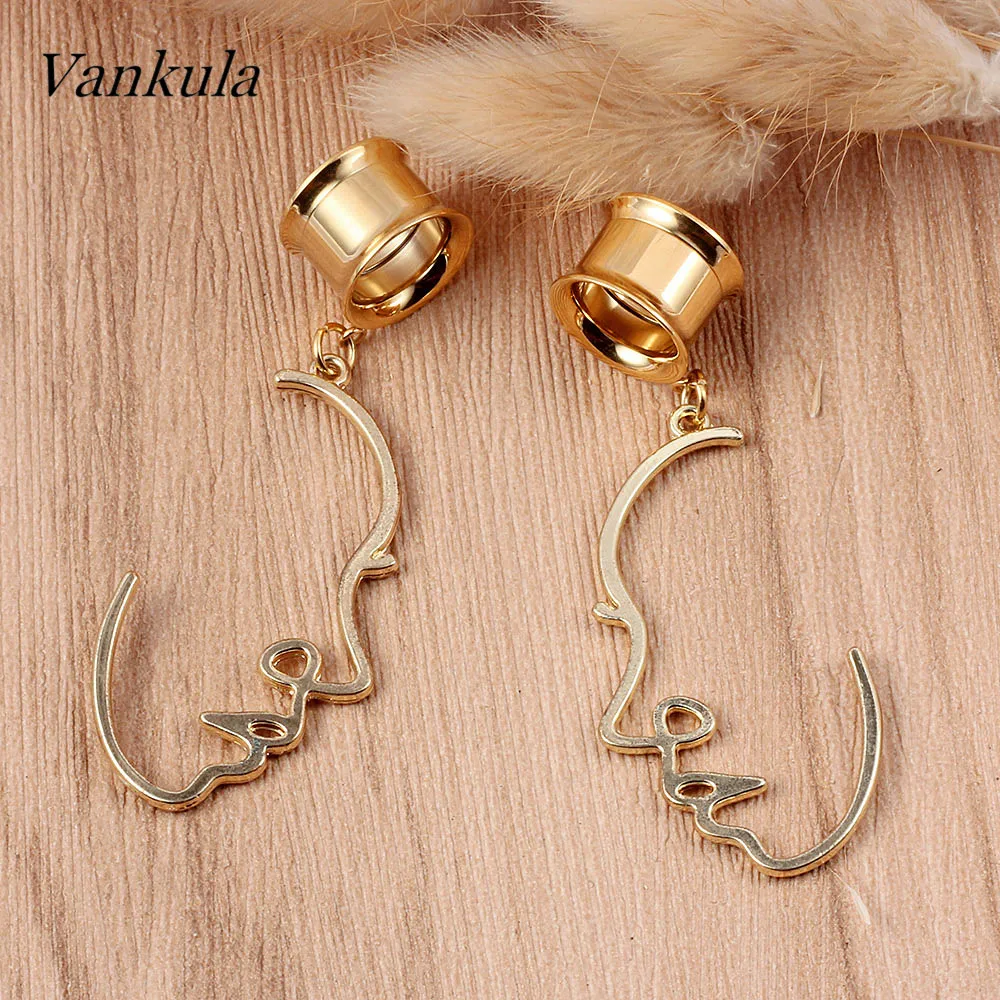 Vankula 18 шт. Заглушки для ушей в форме лица и туннели из нержавеющей стали с