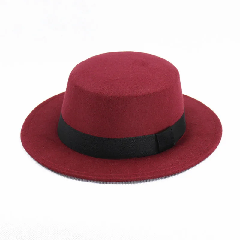 Женская фетровая шляпа-котелок шерстяная с широкими полями для весны и осени