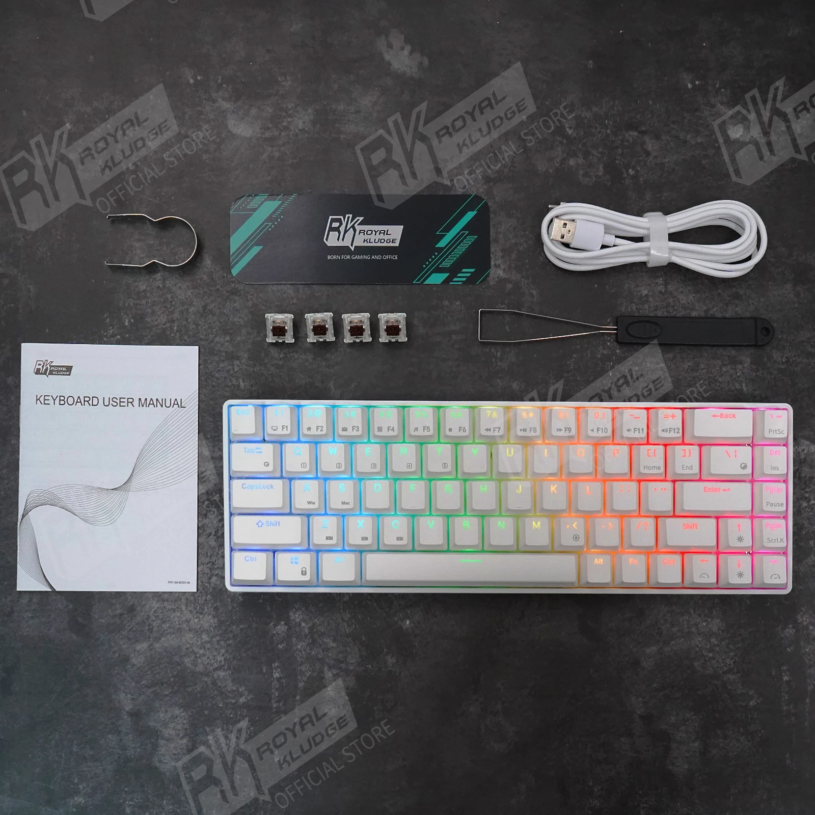 rk68 rk855 rgb wireless 65 compact mechanical keyboard 68 keys 60 bluetooth hot swappble gaming keyboard hot swap switches free global shipping